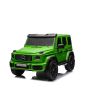 Samochód elektryczny Mercedes-Benz G63 AMG 4x4² Dwumiejscowy 24V, pomalowany na zielono, Odtwarzacz MP4 z wejściem USB/AUX, Napęd 4x4, Akumulator 24V7Ah, Silniki 4 x 200W, Koła EVA z zawieszeniem, Fotele skórzane, Pilot zdalnego sterowania, Licencja